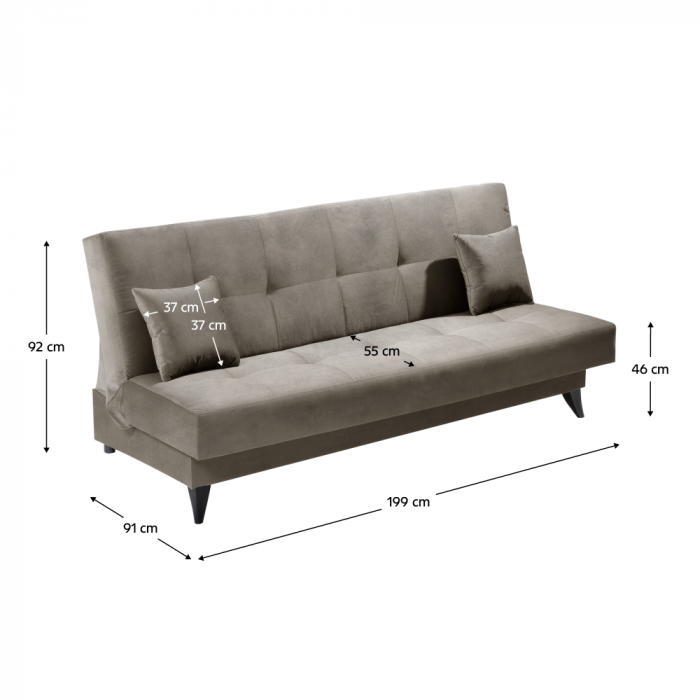 Canapea extensibilă cu spaţiu depozitare, gri-bej Taupe, URGO [4]