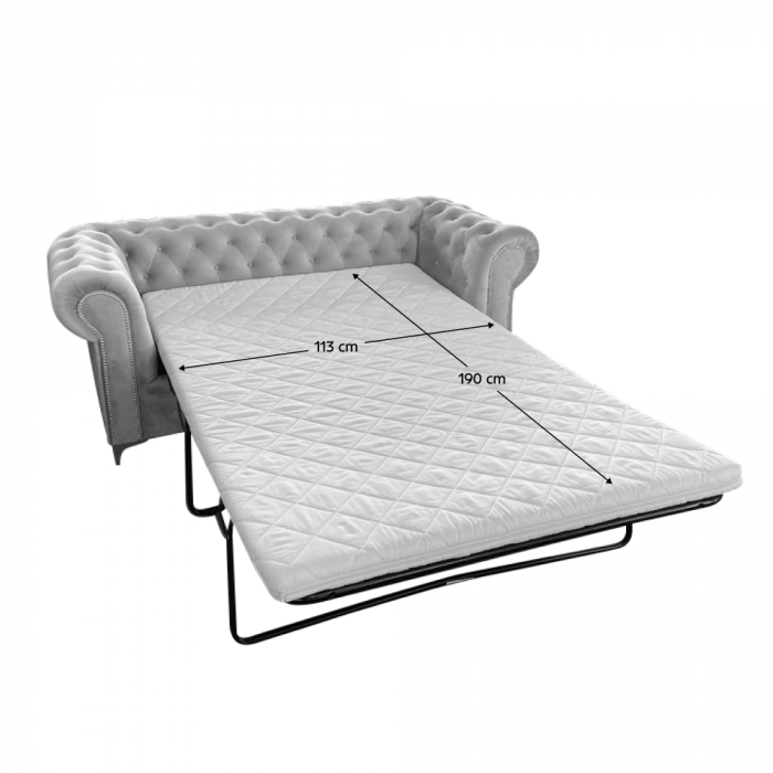 Canapea extensibilă de lux 2 locuri, stofă gri deschis Velvet, ROMANO [4]