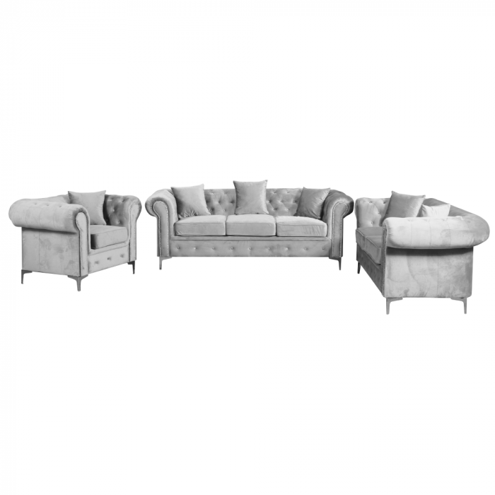 Canapea extensibilă de lux 2 locuri, stofă gri deschis Velvet, ROMANO [7]