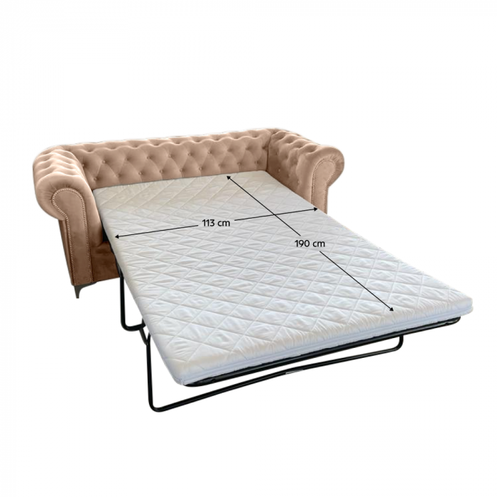 Canapea extensibilă de lux 2 locuri, stofă maro deschis Velvet, ROMANO [6]