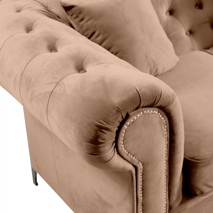 Canapea extensibilă de lux 2 locuri, stofă maro deschis Velvet, ROMANO [3]