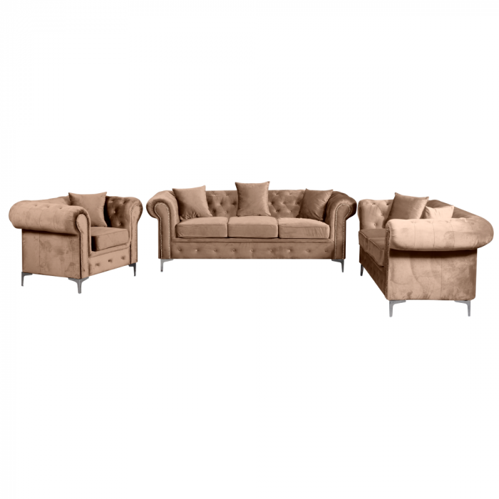 Canapea extensibilă de lux 2 locuri, stofă maro deschis Velvet, ROMANO [5]