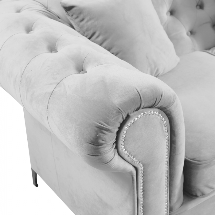 Canapea extensibilă de lux 3 locuri, stofă gri deschis Velvet, ROMANO [5]