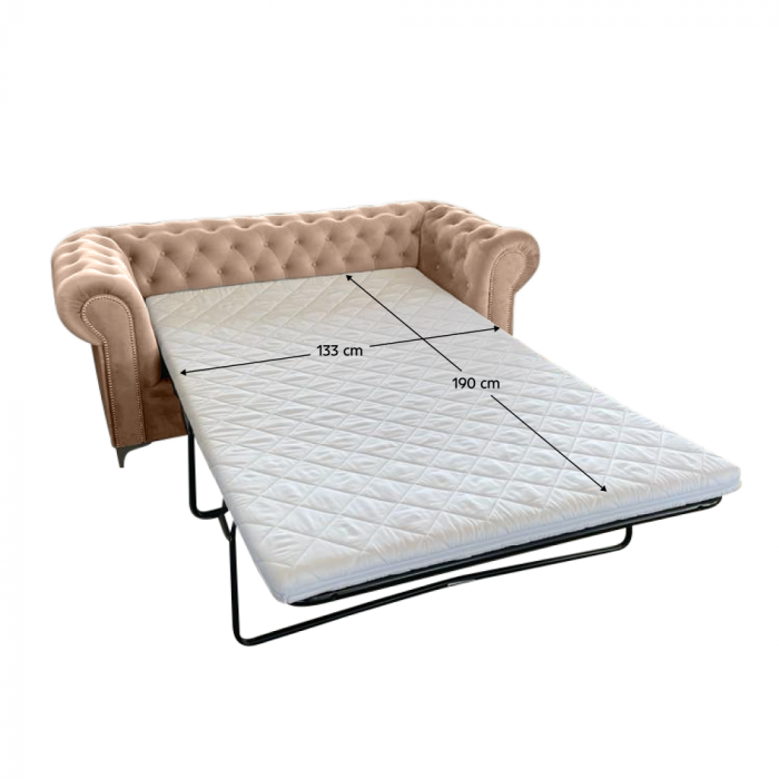 Canapea extensibilă de lux 3 locuri, stofă maro deschis Velvet, ROMANO [4]