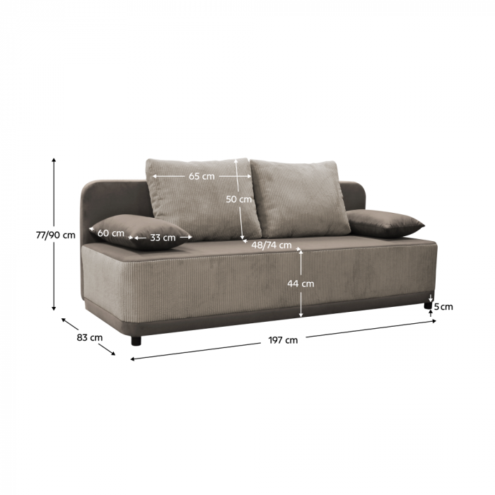 Canapea extensibilă, gri-bej Taupe, SENTY [6]