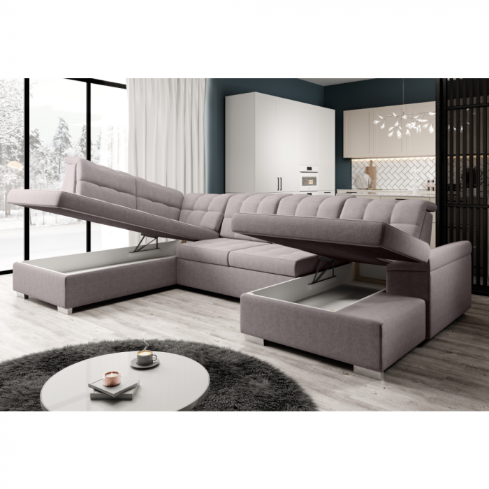 Canapea extensibilă, gri-bej Taupe, stânga, OREO U [4]