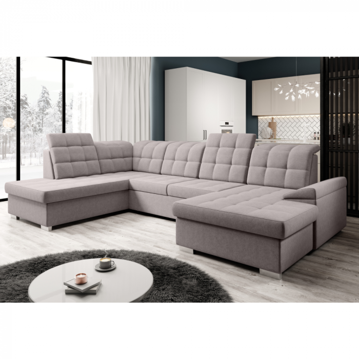 Canapea extensibilă, gri-bej Taupe, stânga, OREO U [5]