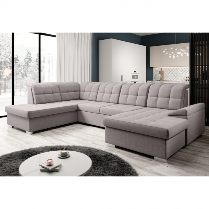 Canapea extensibilă, gri-bej Taupe, stânga, OREO U [6]