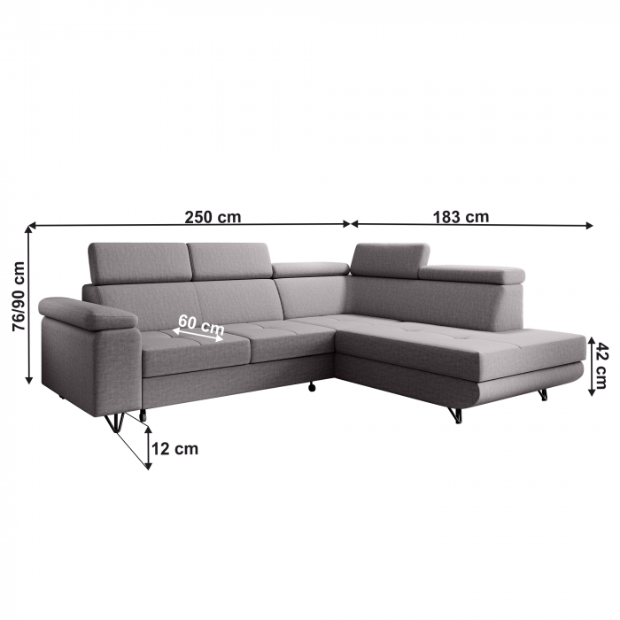 Canapea extensibilă, gri deschis, dreapta, JOGI ROH [3]