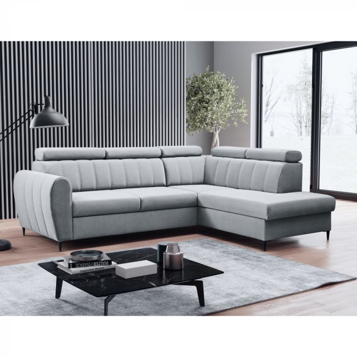 Canapea extensibilă, gri deschis, dreapta, KORIO L [4]