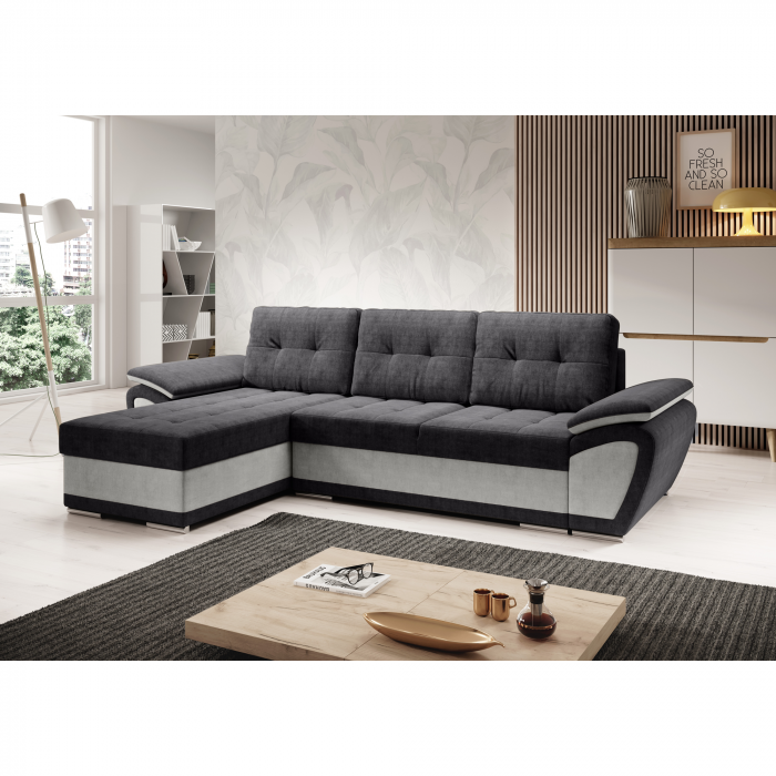 Canapea extensibilă, gri deschis/gri închis, stânga, ENIF ROH [2]