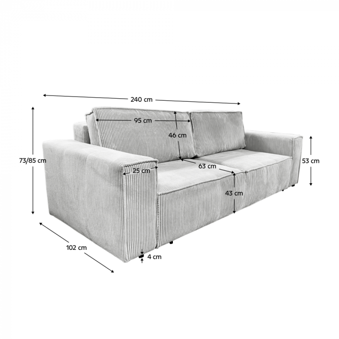 Canapea extensibilă, gri deschis, HARPERA BIG SOFA [7]