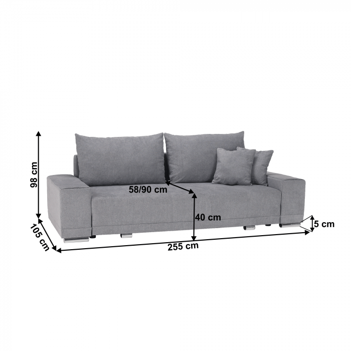 Canapea extensibilă, gri deschis, KEVAN BIG SOFA [20]
