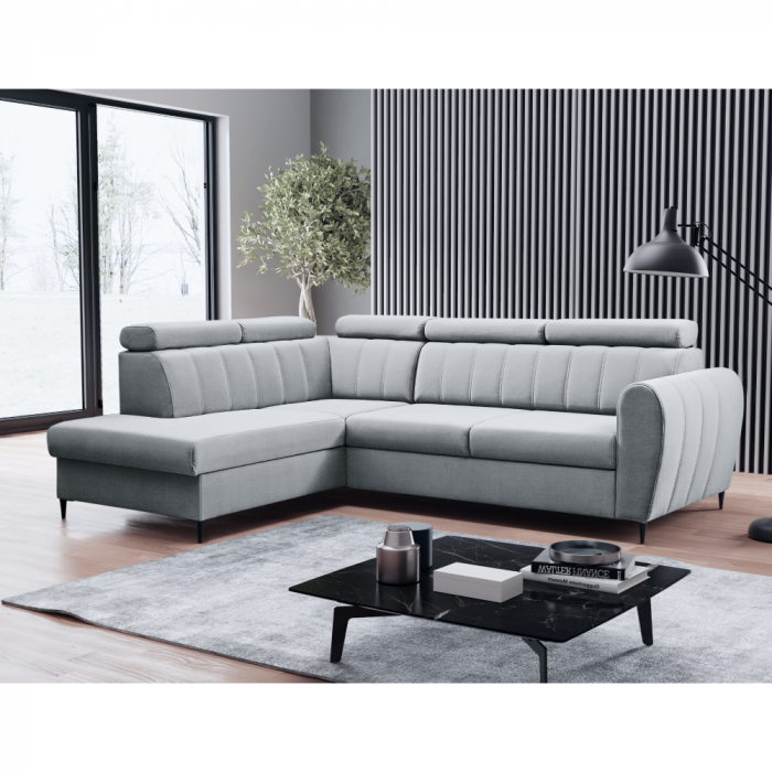 Canapea extensibilă, gri deschis, stânga, KORIO L [4]