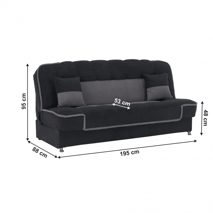 Canapea extensibilă, gri închis/gri deschis, PERSI [14]