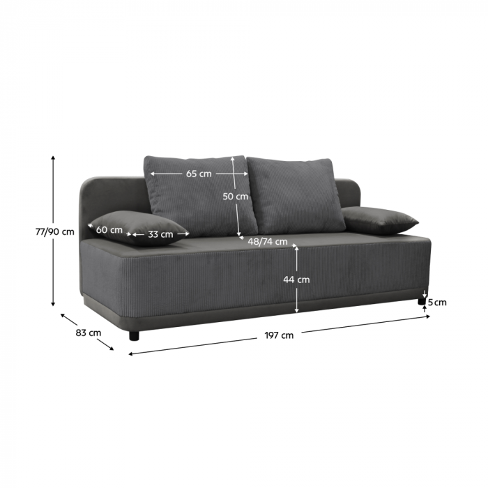 Canapea extensibilă, gri, SENTY [6]