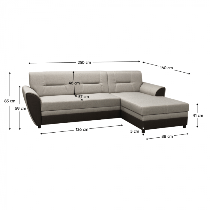 Canapea extensibilă, maro/gri-bej taupe, dreapta, SEVARD ROH [2]