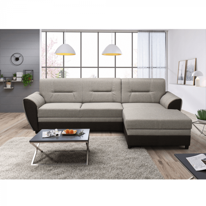 Canapea extensibilă, maro/gri-bej taupe, dreapta, SEVARD ROH [3]