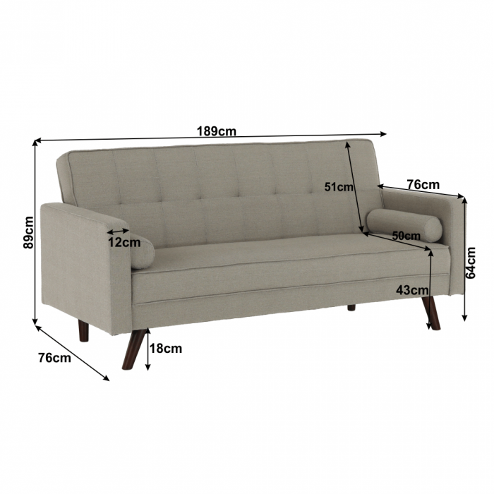 Canapea extensibilă, material gri-maro taupe, OTISA [16]