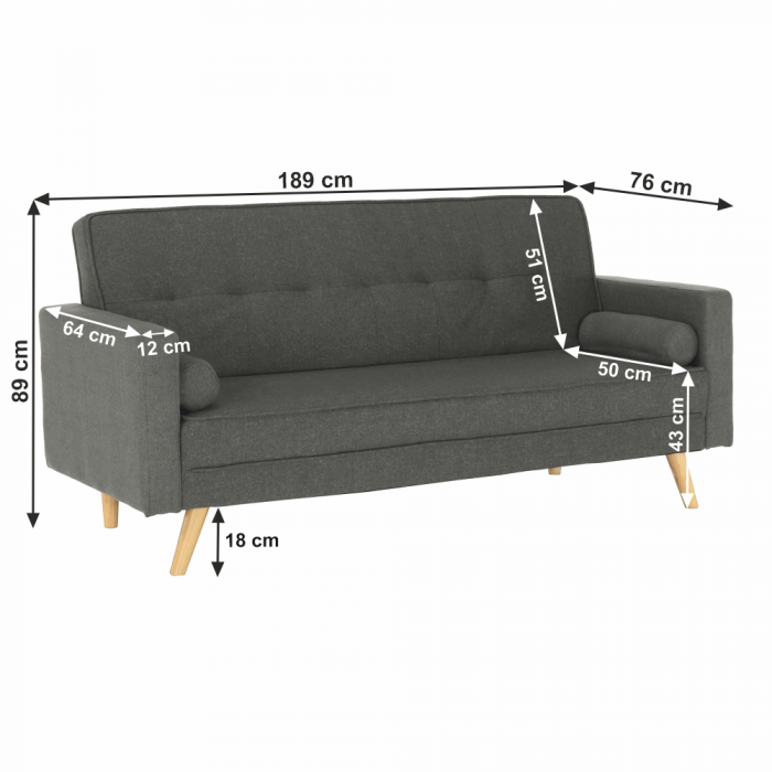 Canapea extensibilă, material gri, OTISA [12]