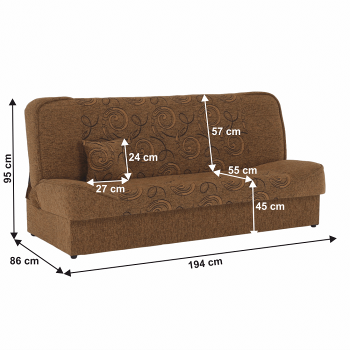 Canapea extensibilă, material textil auriu/model, ASIA NEW [2]