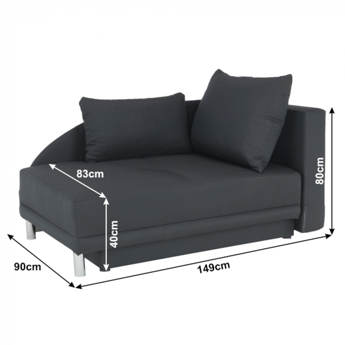 Canapea extensibilă, material textil gri-negru, dreapta, LAUREL [19]
