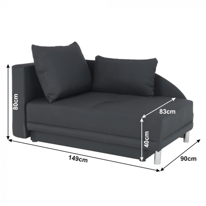 Canapea extensibilă, material textil gri-negru, stânga, LAUREL [20]