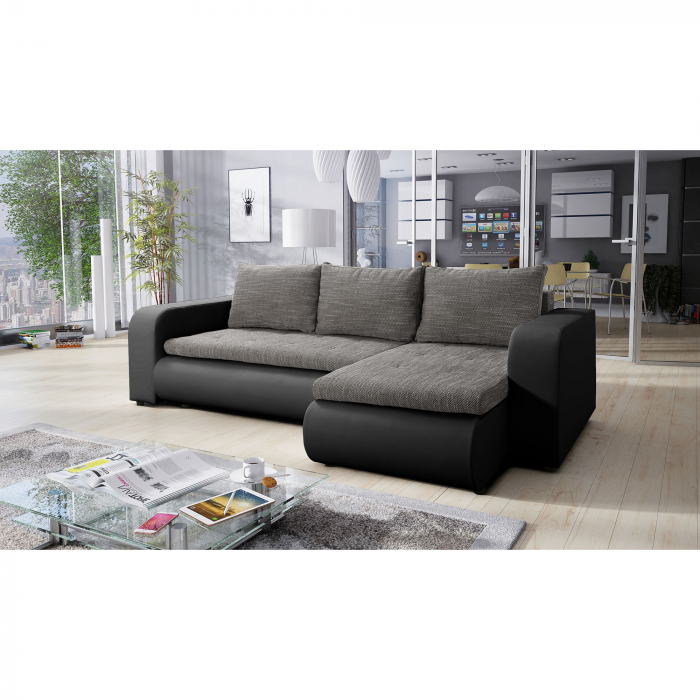 Canapea extensibilă, negru/gri, dreapta, BURAN ROH [5]