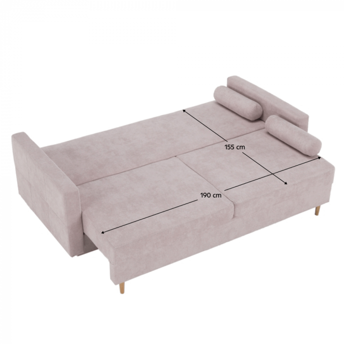 Canapea extensibilă, roz antic textil Queens, AURELIA [3]