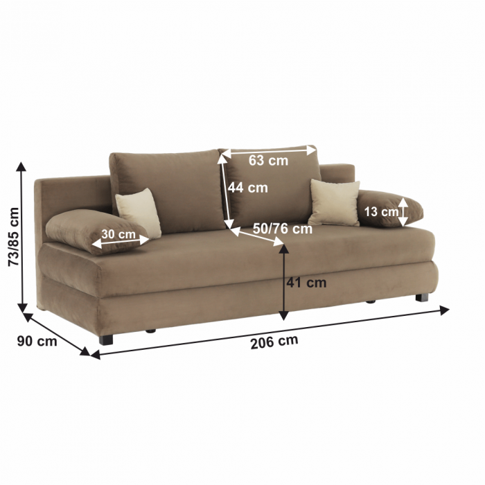 Canapea extensibilă, textil capuccino/bej, CLIV [2]