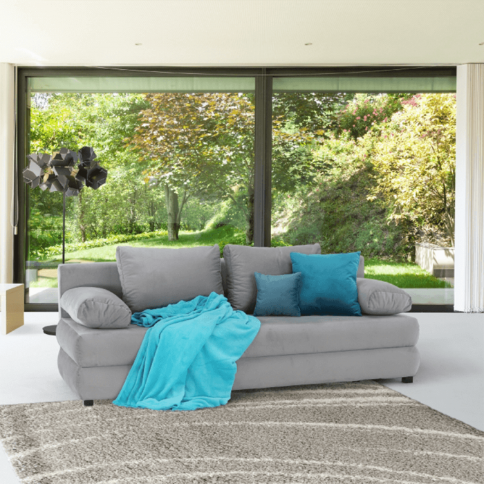 Canapea extensibilă, textil gri/turcoaz, CLIV [10]