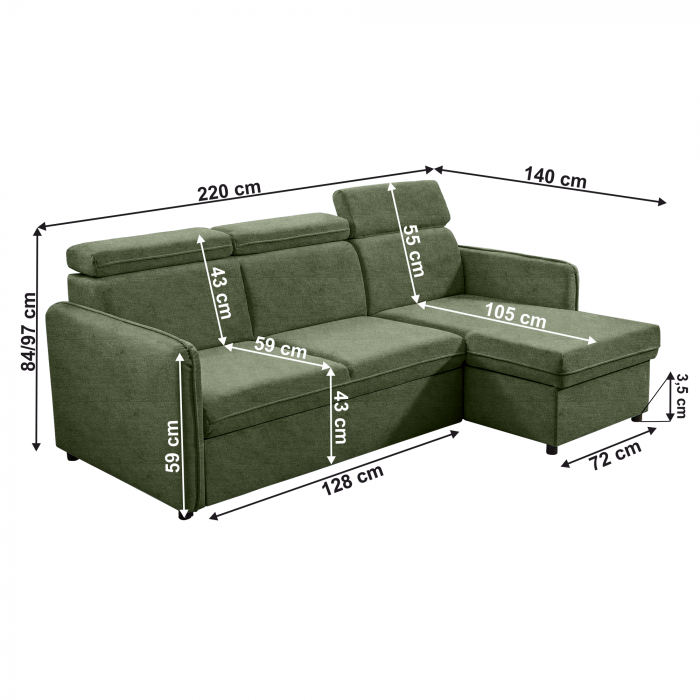 Canapea extensibilă, verde, ALECHANDRO B ROH [5]