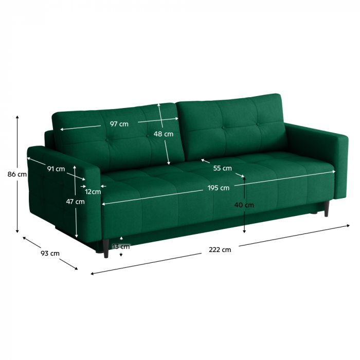Canapea extensibilă, verde, DORY [6]