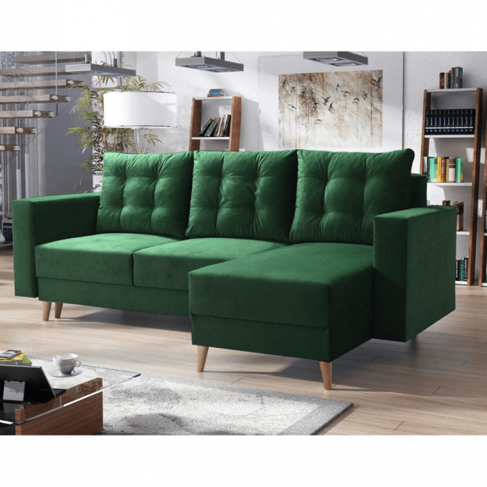 Canapea extensibilă, verde, dreapta, BLEKY ROH [2]
