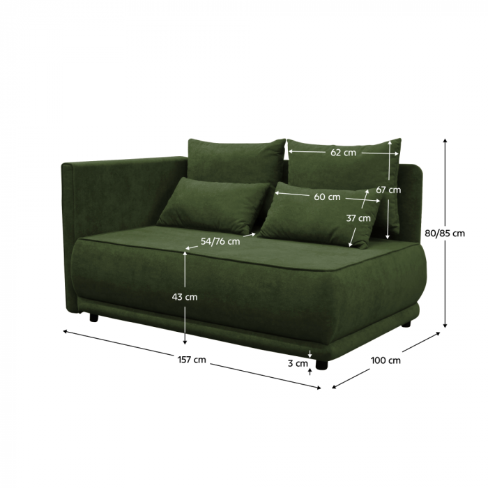 Canapea extensibilă, verde, pe stânga LIAMI [6]