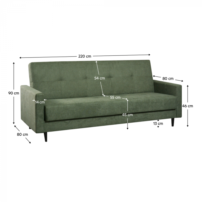 Canapea extensibilă, verde, VALDO [4]