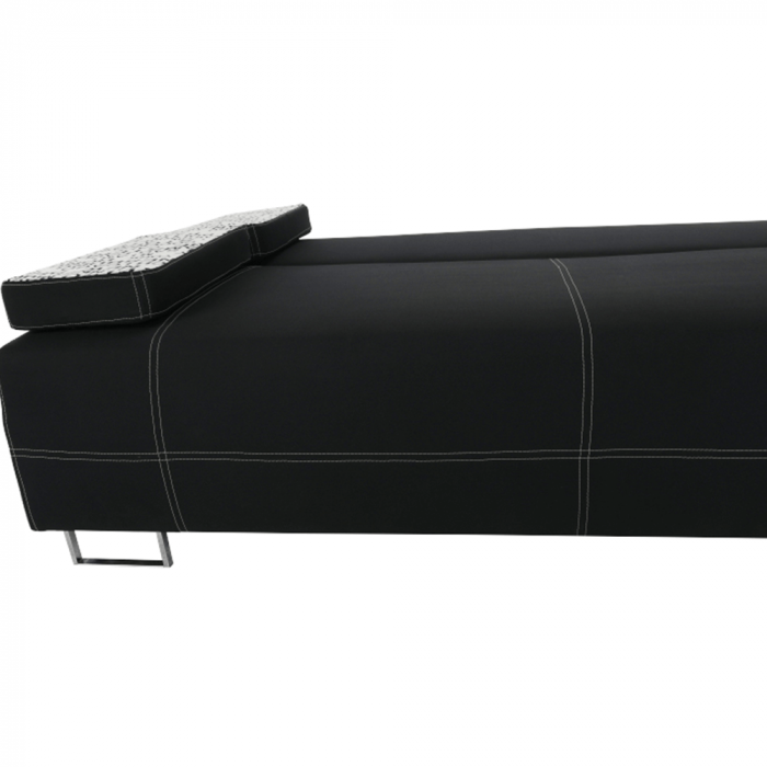 Canapea moderna cu lada depozitare,textil negru/perne cu model ,196 cm lungime [16]