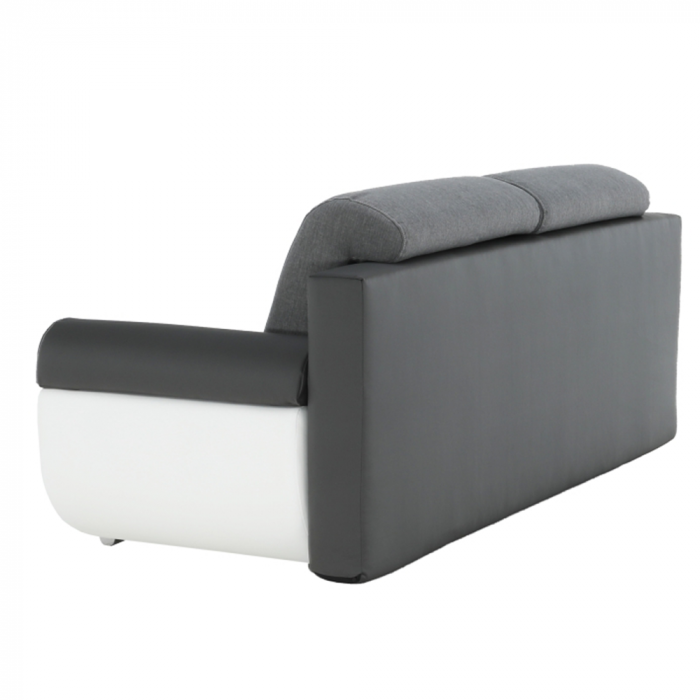 Canapea, piele ecologică alba+gri/material textil gri, KARDYN [2]