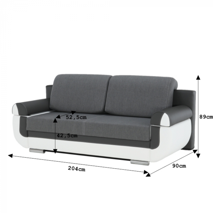 Canapea, piele ecologică alba+gri/material textil gri, KARDYN [6]