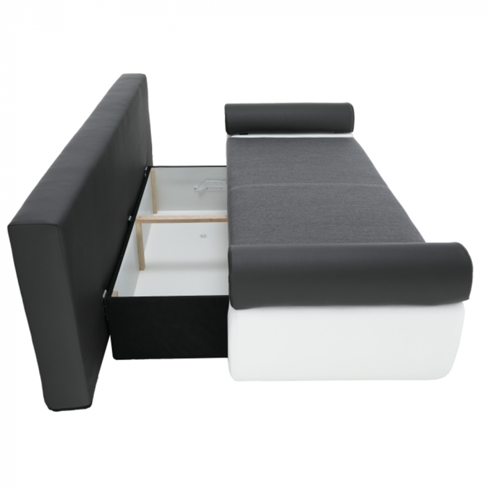Canapea, piele ecologică alba+gri/material textil gri, KARDYN [8]