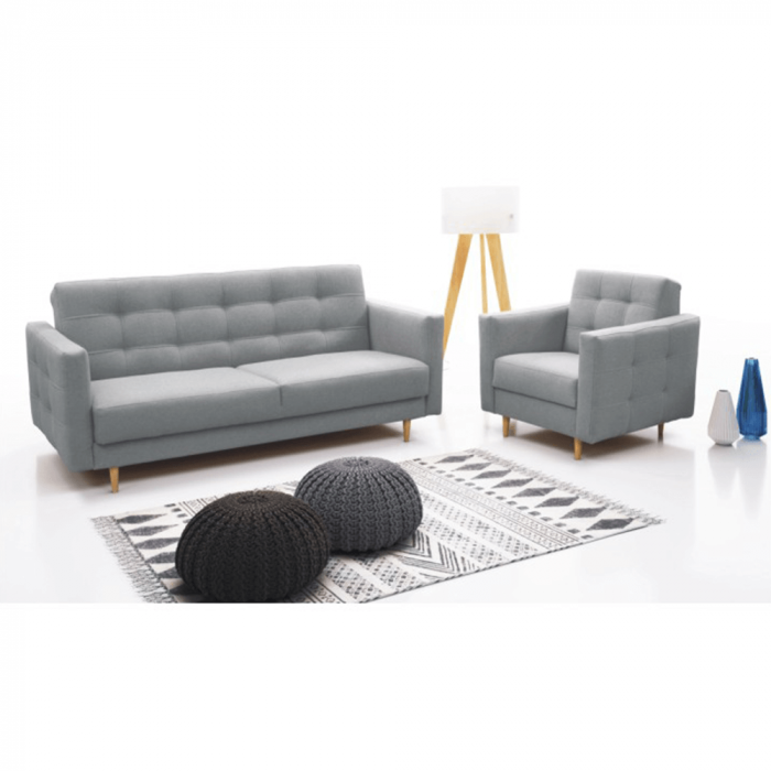 Canapea tapiţat 3 locuri, material textil gri, AMEDIA [4]