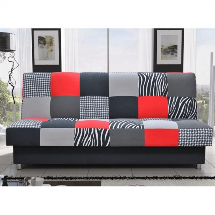 Canapea, textil roşu/gri/negru, ALABAMA [2]