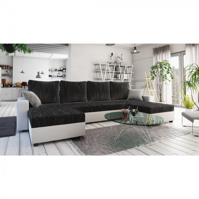 Canapea universală, negru/alb/gri, TRIPOLIS U [3]