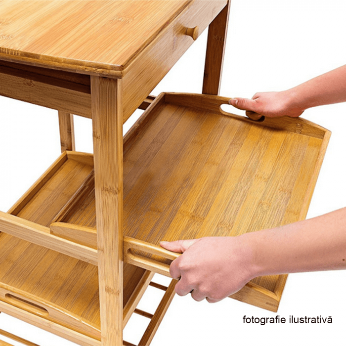 Carucior de servire, alb / natural, RAPID [2]