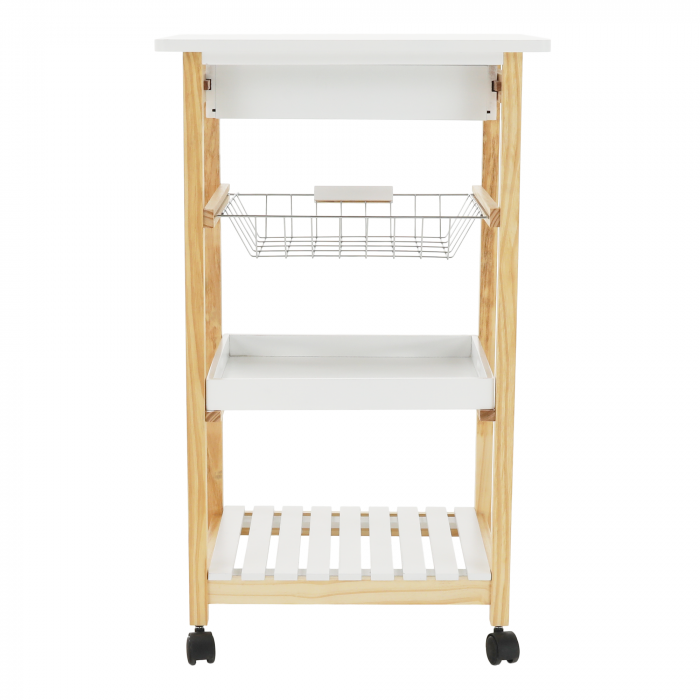 Carucior de servire, alb / natural, RAPID [5]