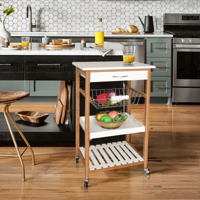 Carucior de servire, alb / natural, RAPID [3]