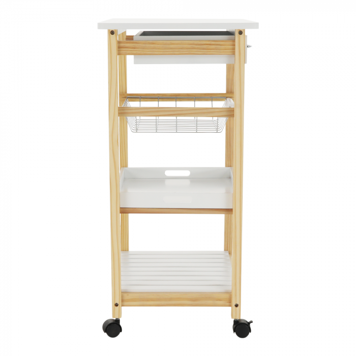 Carucior de servire, alb / natural, RAPID [4]