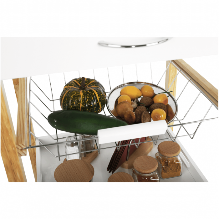 Carucior de servire, alb / natural, RAPID [13]