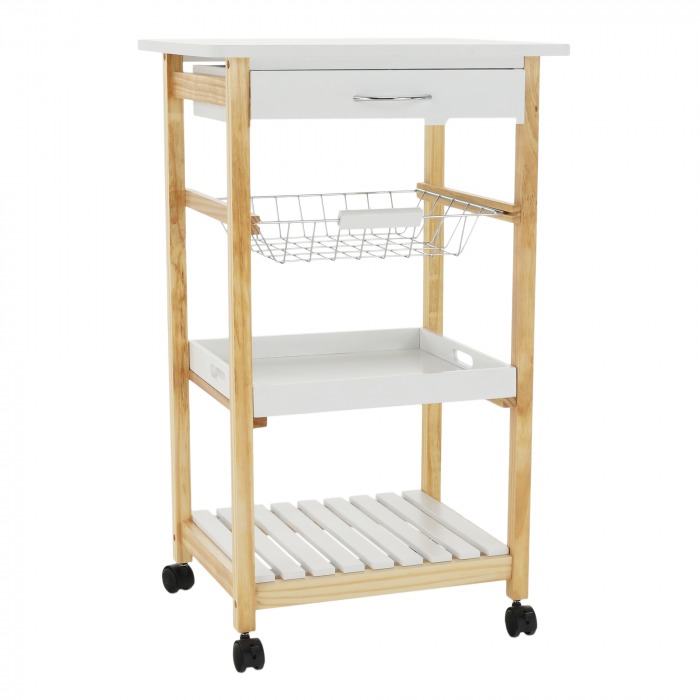 Carucior de servire, alb / natural, RAPID [9]