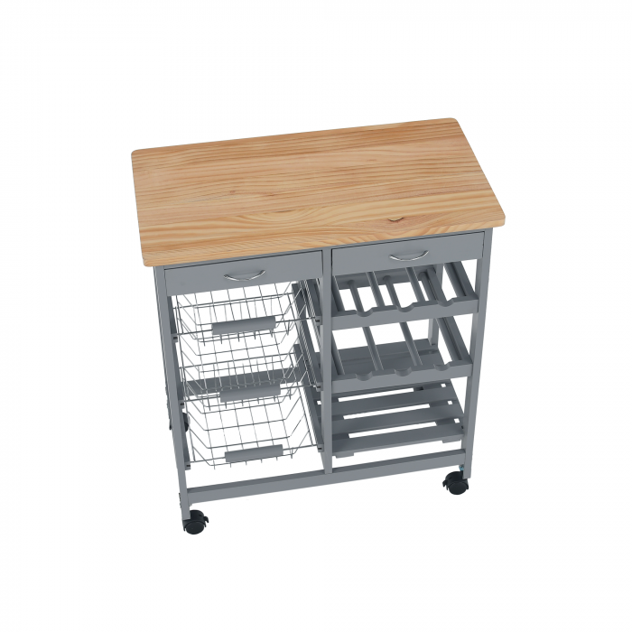 Cărucior de servire, gri/ natural, BARABE [9]